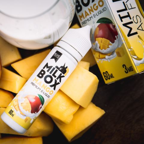 ایجوس بی ال وی کی شیر انبه | e-Juice Blvk Milk Box Mango 2 ایجوس بی ال وی کی شیر انبه | e-Juice Blvk Milk Box Mango - Image 2