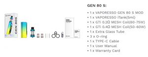 ویپ جن 80 اس ویپرسو | VAPORESSO GEN 80 S