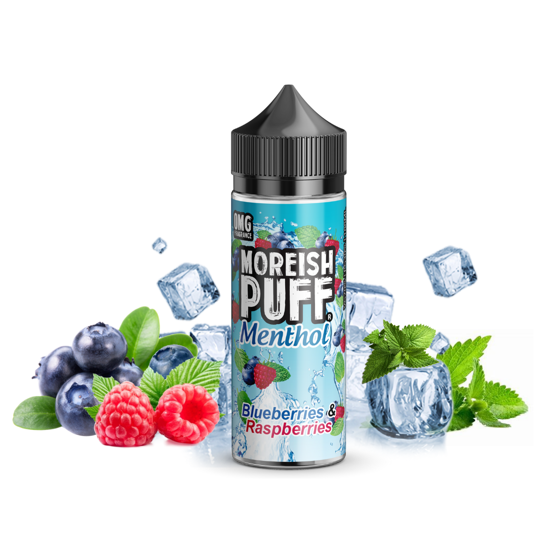 Blueberries-Raspberries.png ایجوس بلوبری تمشک یخ و نعنا | MOREISH MENTHOL BLUEBERRIES RASPBERRIES JUICE - تصویر 1